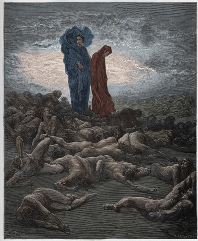 Purgatorio, Canto 20: De zielen van de hebzuchtigen, illustratie uit De Goddelijke Komedie van Dante Alighieri, 1885 door Gustave after Dore